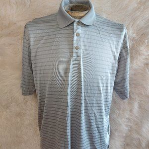 Kirkland Men's Grey Stripped Signature Performance Golf Active Polo Shirt Siz XL